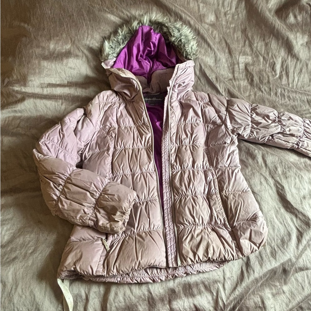Eddie Bauer Pink/Purple Puffer Coat. Size large